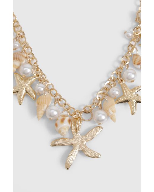 Boohoo Orange Ocean Charm Necklace