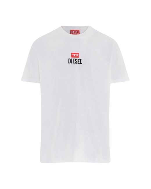 DIESEL White Small D Logo T-Shirt Cotton for men