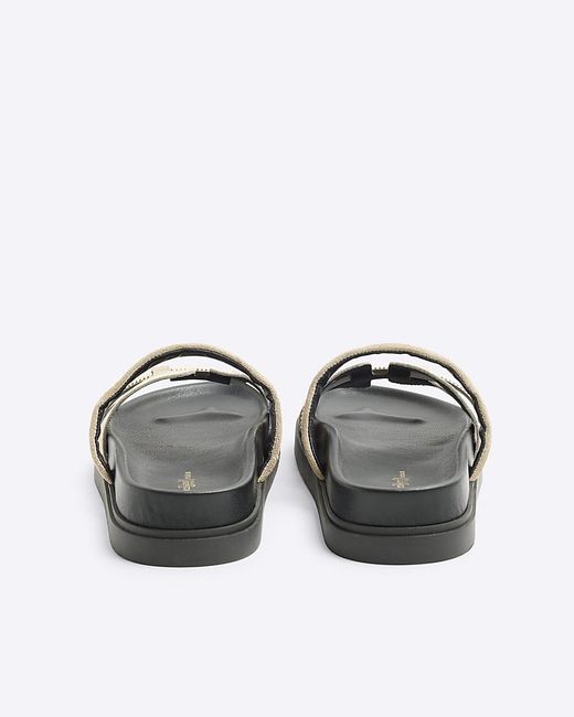 River Island White Cut Out Hardware Strap Leather Sandals