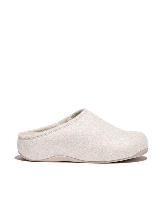 Fitflop White Womenss Fit Flop Shuv Felt Clog Slippers