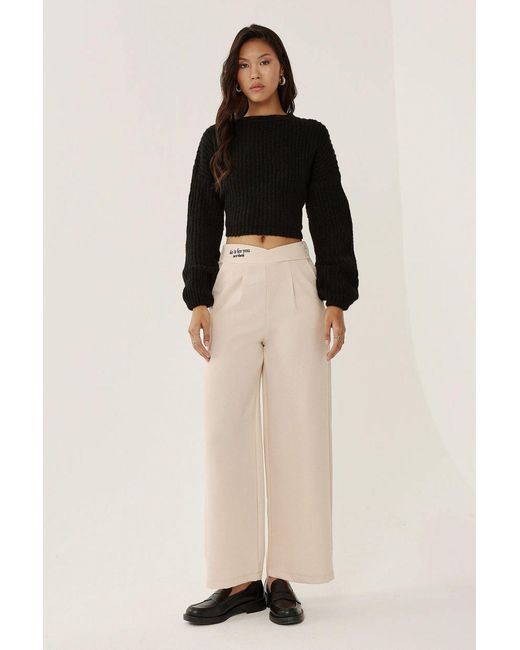 Hiccup Natural Waist Detailed Straight Leg Pants