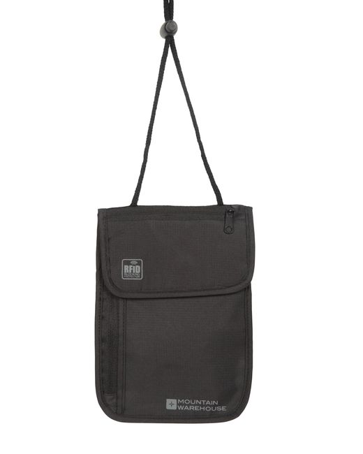 Mountain Warehouse Black Rfid Neck Pouch Slimline Travel Wallet Adjustable Strap Passport Holder