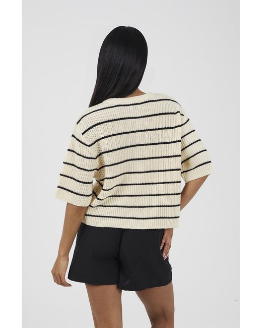 Brave Soul Multicolor Striped Short Sleeve Fisherman Knit Cardigan