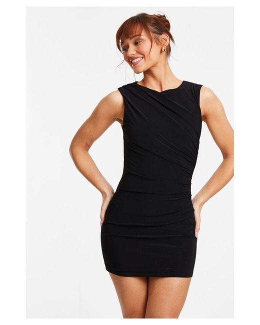 Quiz Ruched Bodycon Mini Dress in Black Lyst UK