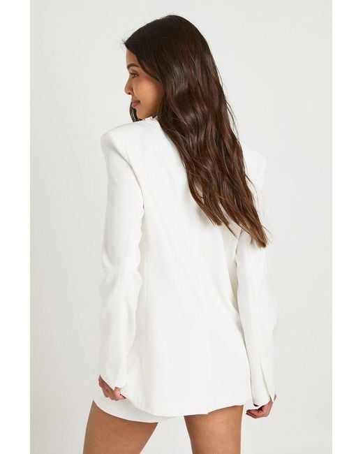 Boohoo White Single Breasted Oversized Blazer