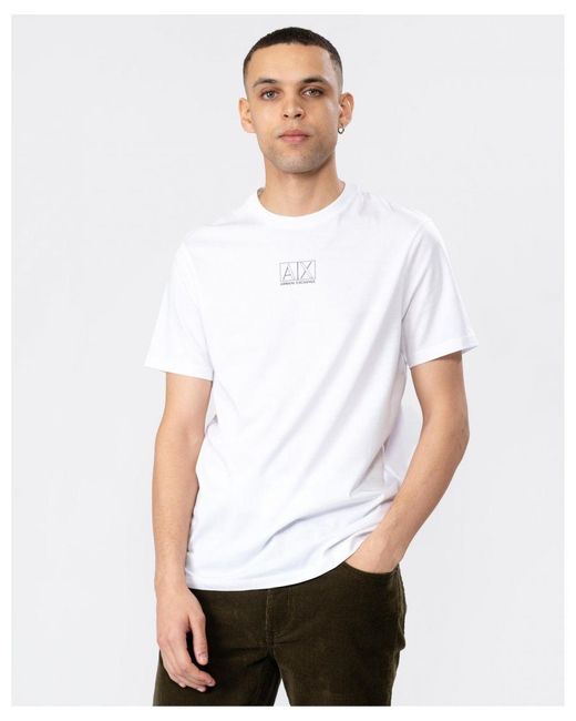 Armani Exchange White Ax Outline Logo T-Shirt for men