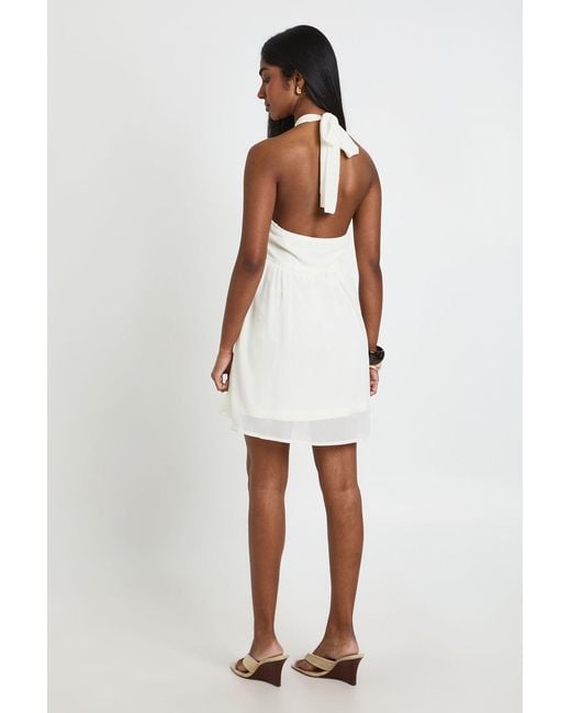 Boohoo White Chiffon Layered Trim Mini Dress