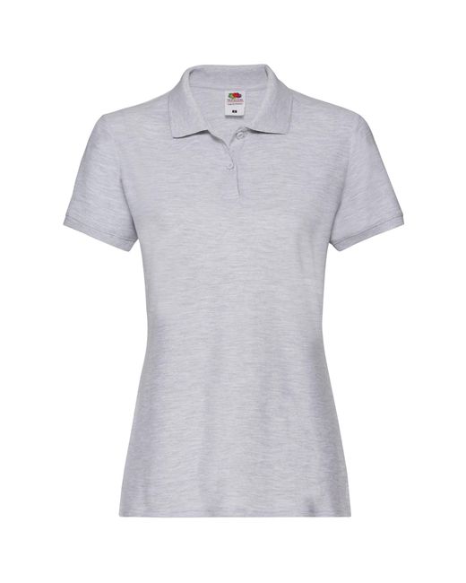 Fruit Of The Loom Gray Ladies Premium Cotton Pique Lady Fit Polo Shirt (Heather)