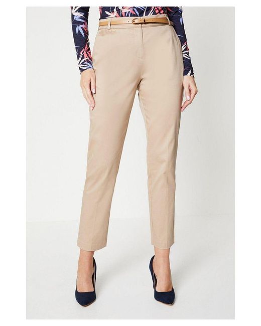 Wallis Blue Stretch Cigarette Belted Trousers