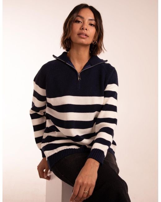 Blue Vanilla Black Vanilla Striped Jumper With Zip