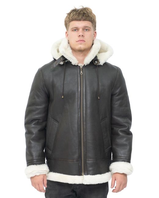 Infinity Leather Gray Hooded Sheepskin B3 Flying Jacket-Columbus for men