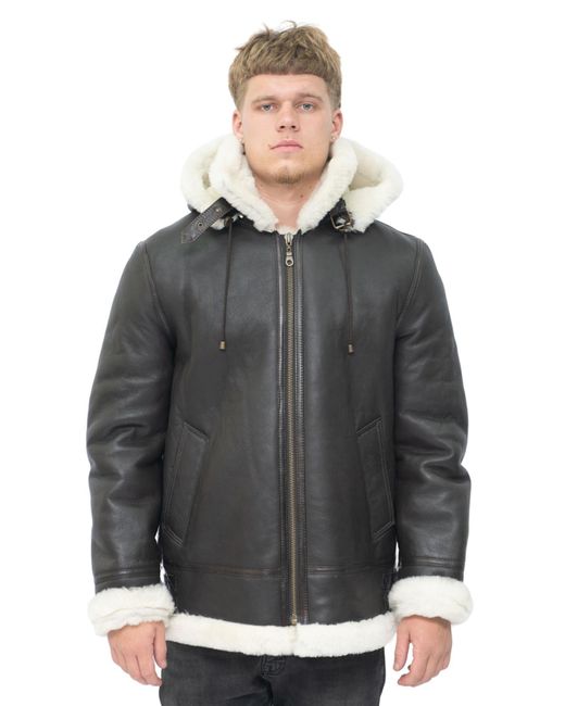 Infinity Leather Gray Hooded Sheepskin B3 Flying Jacket-Columbus for men