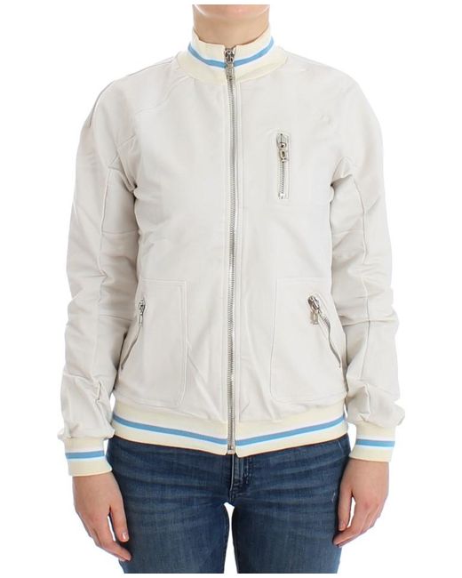 John Galliano White Mock Zip Cardigan Sweatshirt Sweater
