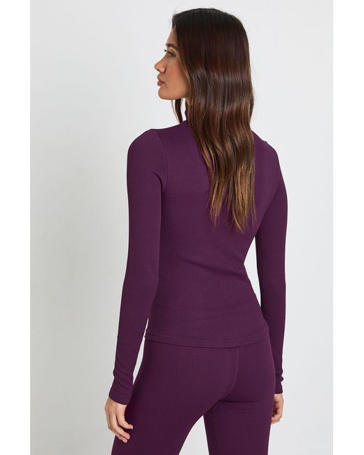 Boohoo Purple Contour Ribbed Zip Through Active Jacket