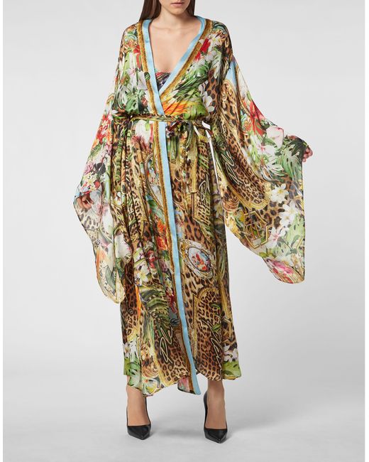 Philipp Plein Kaftan Leopard in het Metallic