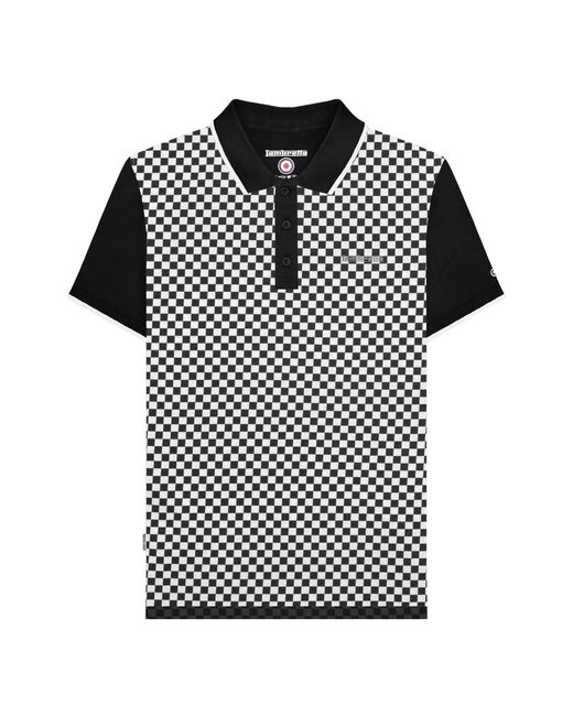 Lambretta Black Two Tone All-Over Print Polo Shirt Cotton for men