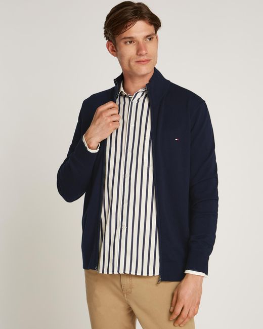 Tommy Hilfiger Blue Essential Mock Turtleneck Full Zip Sweatshirt for men