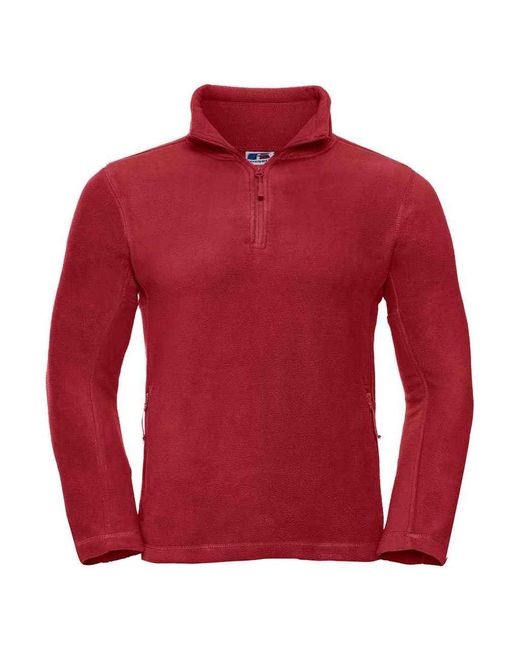 Russell Red Zip Neck Outdoor Fleece Top (Classic) for men