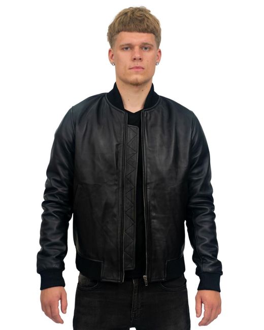 Infinity Leather Black Retro Varsity Bomber Jacket-Pretoria for men