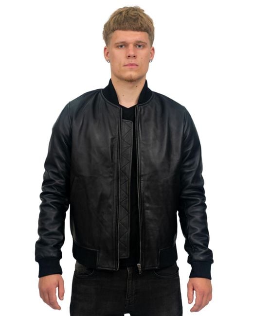 Infinity Leather Black Retro Varsity Bomber Jacket-Pretoria for men