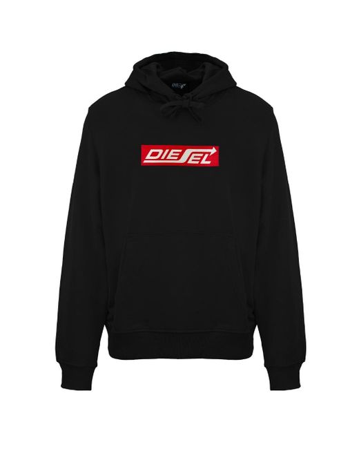 DIESEL Black Arrow Logo Caviar Hoodie Cotton for men