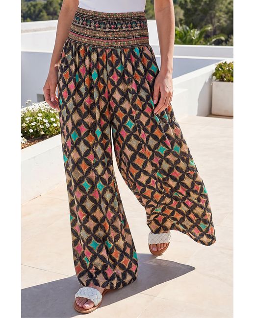 Roman Black Abstract Palazzo Trouser