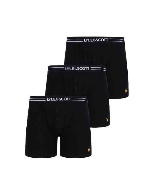 Lyle & Scott Black Lewis 3 Pack Button Fly Trunks for men