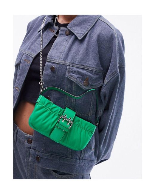 TOPSHOP Blue Chloe Nylon Buckle Mini Crossbody Bag