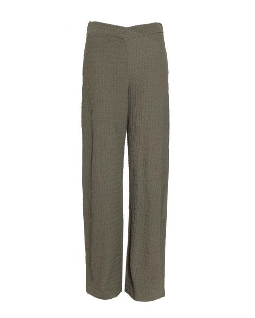 Quiz Gray Khaki Textured Knot Front Trouser