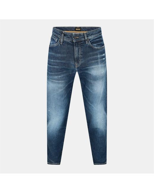 Boss Blue Mid Rise Slim Fit Five Pocket Jeans for men