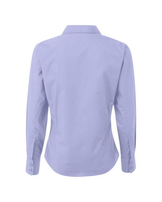PREMIER Blue Ladies Poplin Long-Sleeved Blouse (Mid)
