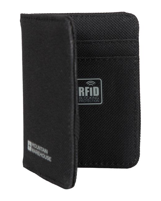 Mountain Warehouse Black Rfid Card Holder 3 Slot Durable Lightweight Foldable Travel Friendly Wallet