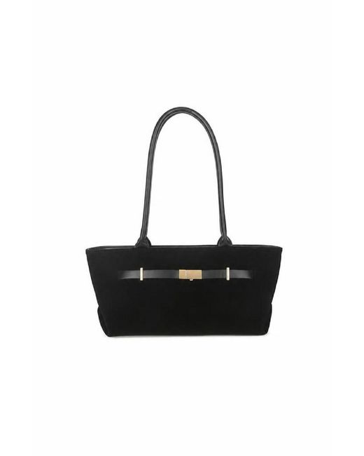SVNX Blue Faux Suede Top-Handle Shoulder Bag