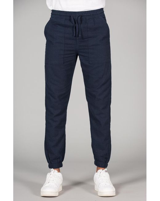 Tokyo Laundry Blue Linen Blend Classic Fit Trousers for men