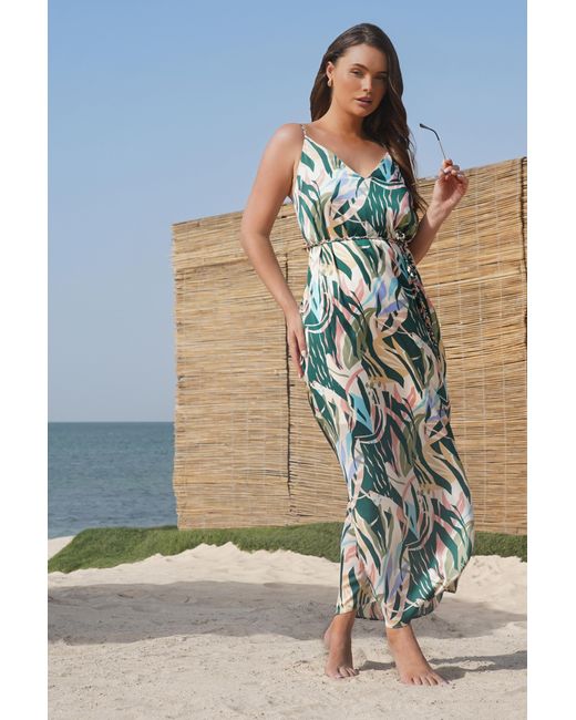 Quiz Blue Tropical Print Maxi Dress