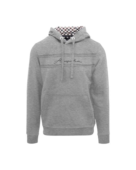Aquascutum Gray Signature Regular Hoodie for men