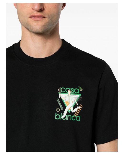 Casablancabrand Le Jeu Bedrukt Katoenen T-shirt In Zwart in het Black voor heren