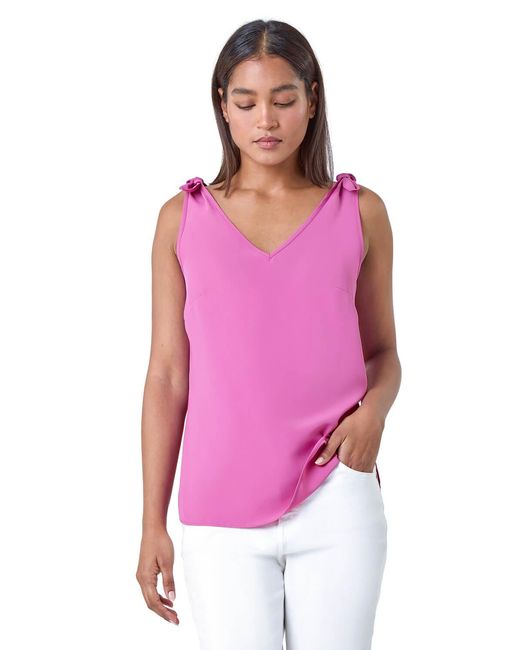 Roman Pink Tie Detail Strap Cami Top