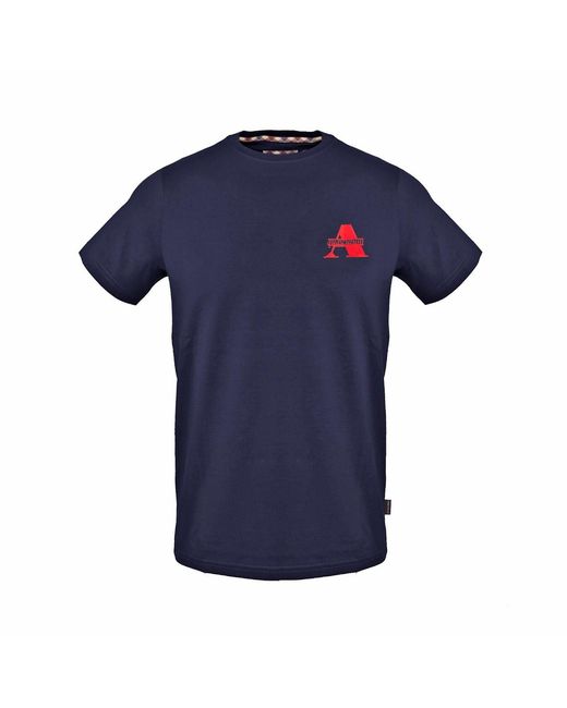 Aquascutum Blue Regular Fit Crew Neck Short Sleeve T-Shirt for men