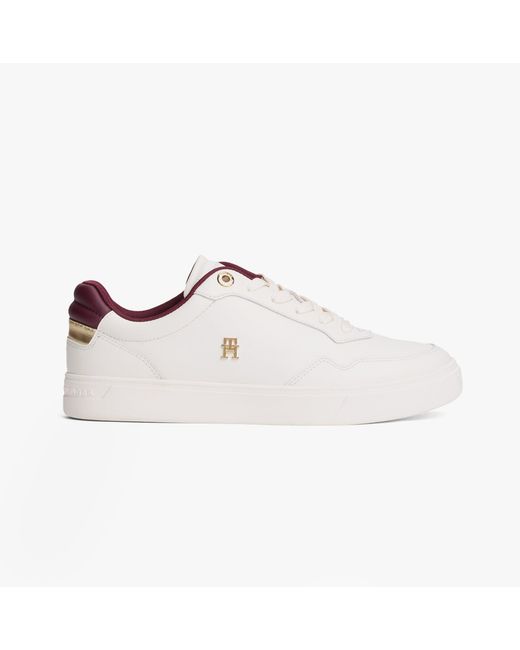 Tommy Hilfiger White Elevated Court Sneak Trainers Ancient Leather