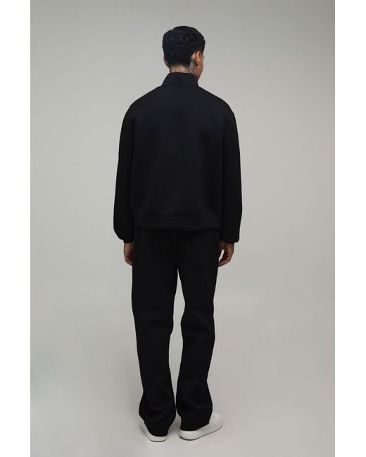 BoohooMAN Blue Tall Oversized Boxy 1/4 Zip Funnel Neck Scuba Sweatshirt for men