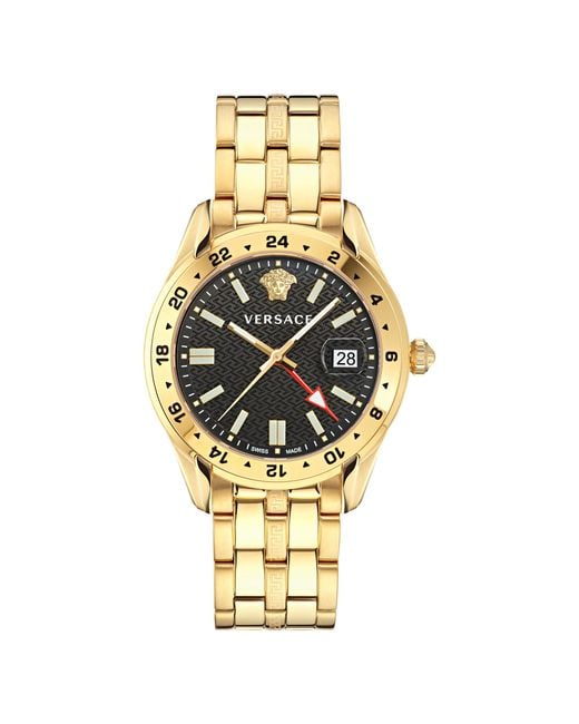 Versace Metallic Greca Time Gmt Watch Ve7C00723 Stainless Steel (Archived) for men