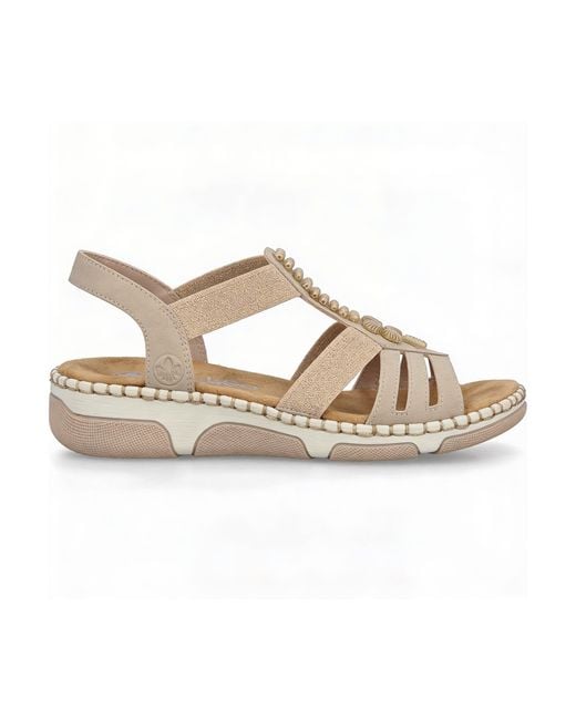 Rieker Metallic 66201 Slingback Sandals Cream