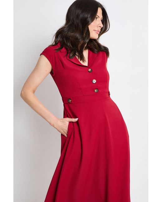 PRINCIPLES Collared Button Detail Fit And Flare Dress