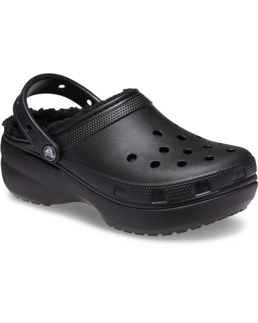 CROCSTM Black Classic Platform Lined Clogs