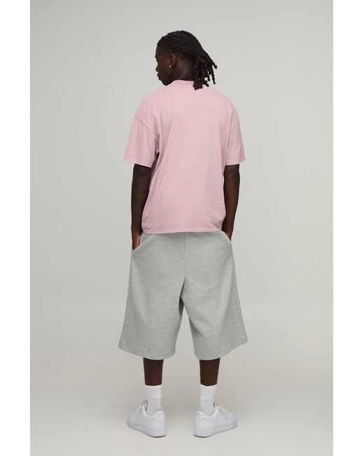 BoohooMAN Pink Washed Oversized Stacked Limited Edition Print T-Shirt Cotton for men