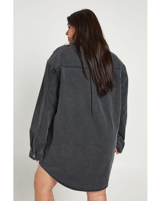 Boohoo Black Plus Oversized Denim Shirt Dress