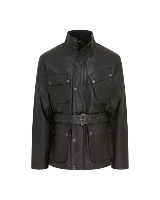 Infinity Leather Black Lamb Safari Parka Jacket for men