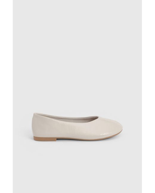 Faith White Bonnie Faux Patent Leather Seam Detail Ballet Pumps