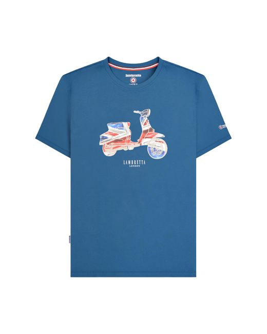 Lambretta Blue Scooter Flag Big & Tall T-Shirt (Dark) Cotton for men